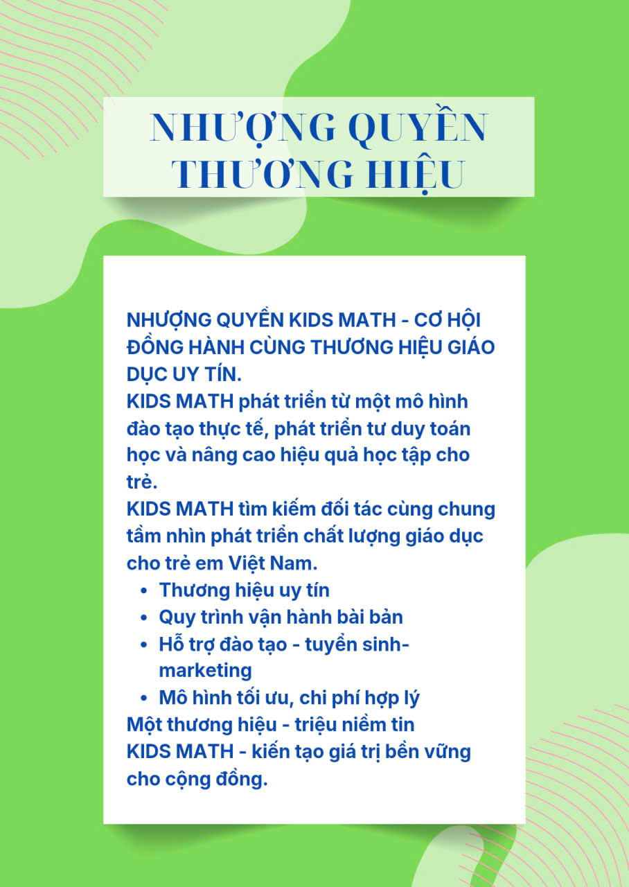 NHƯỢNG QUYỀN THƯƠNG HIỆU KIDS MATH